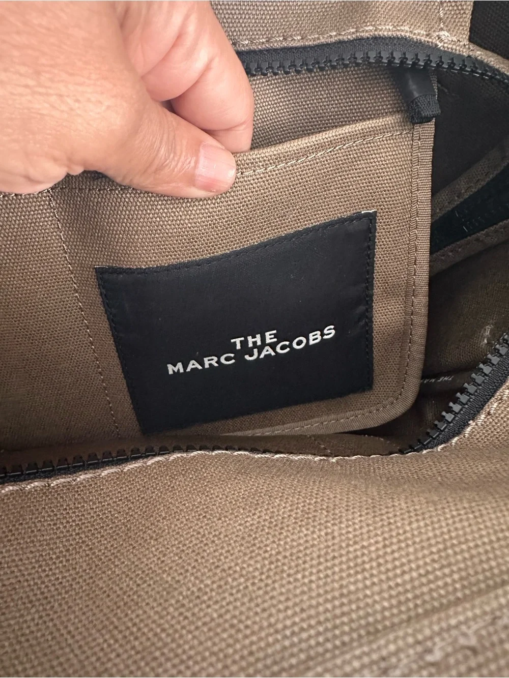 Marc Jacobs Olive Brown Canvas Tote with Black Strap